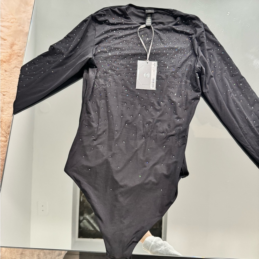 Swarovski Skims collaboration black jelly sheer bodysuit